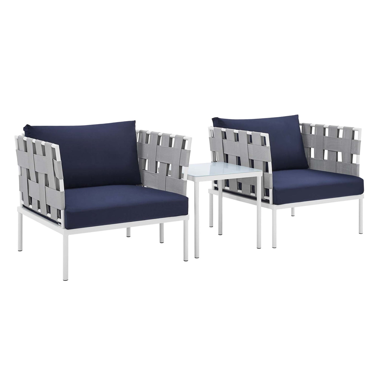 Harmony 3-Piece Sunbrella® Outdoor Patio Aluminum Seating Set