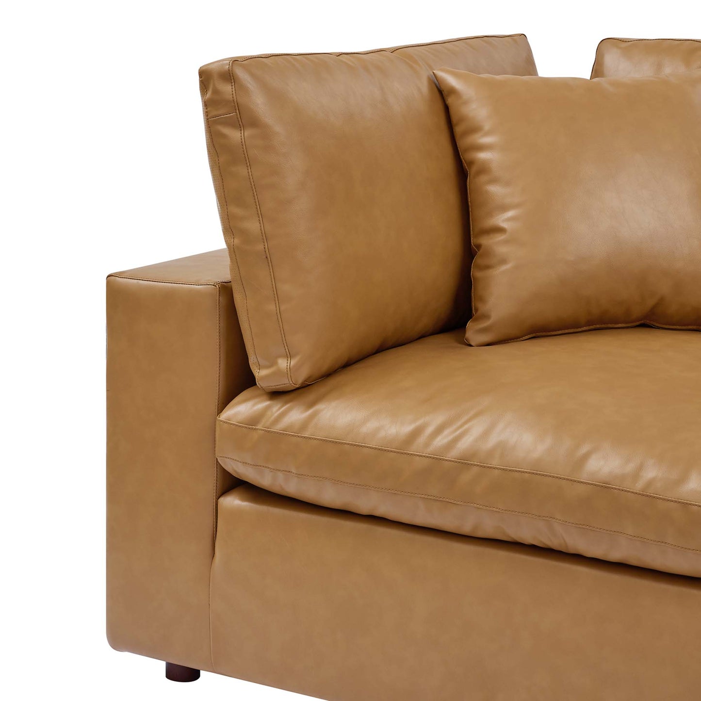 Commix Down Filled Overstuffed Vegan Leather Corner Chair