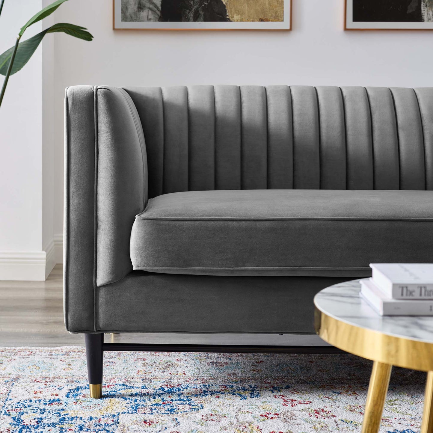 Devote Channel Tufted Performance Velvet Loveseat