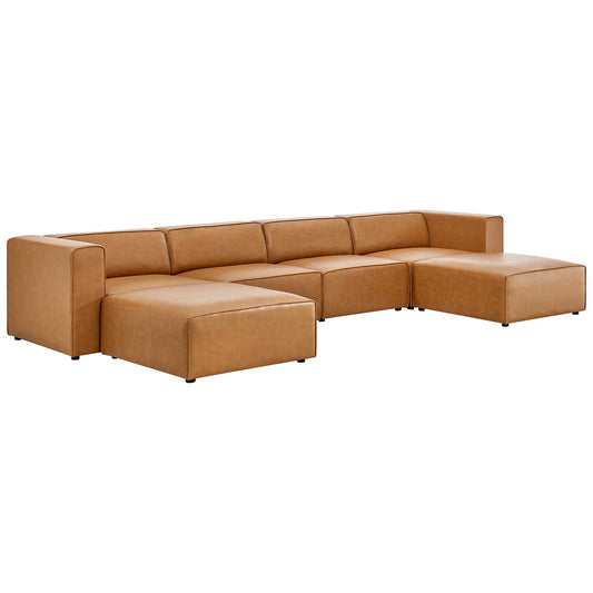 Mingle 4-Piece Vegan Leather Sofa and 2 Ottomans Set