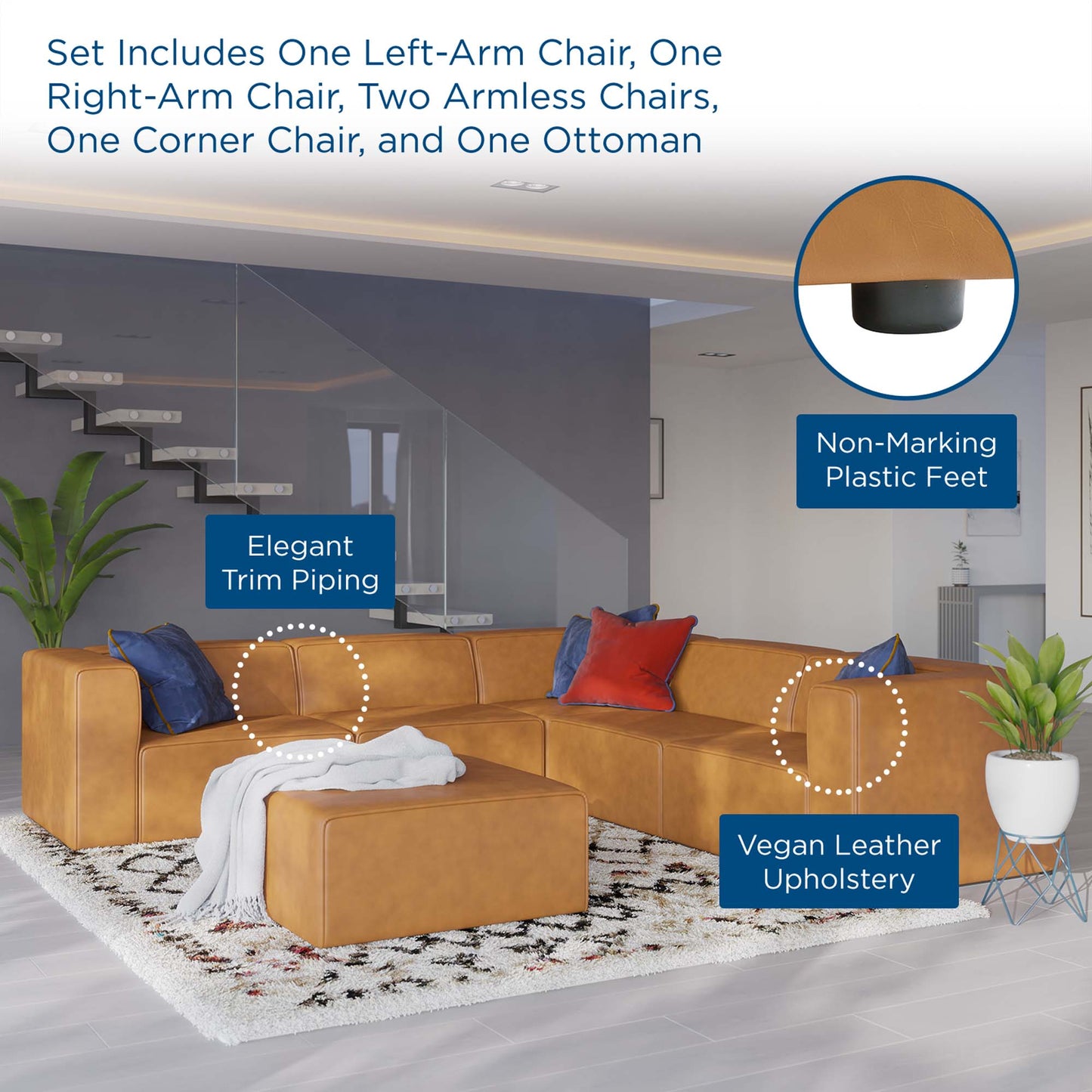 Mingle 6-Piece Vegan Leather Furniture Set