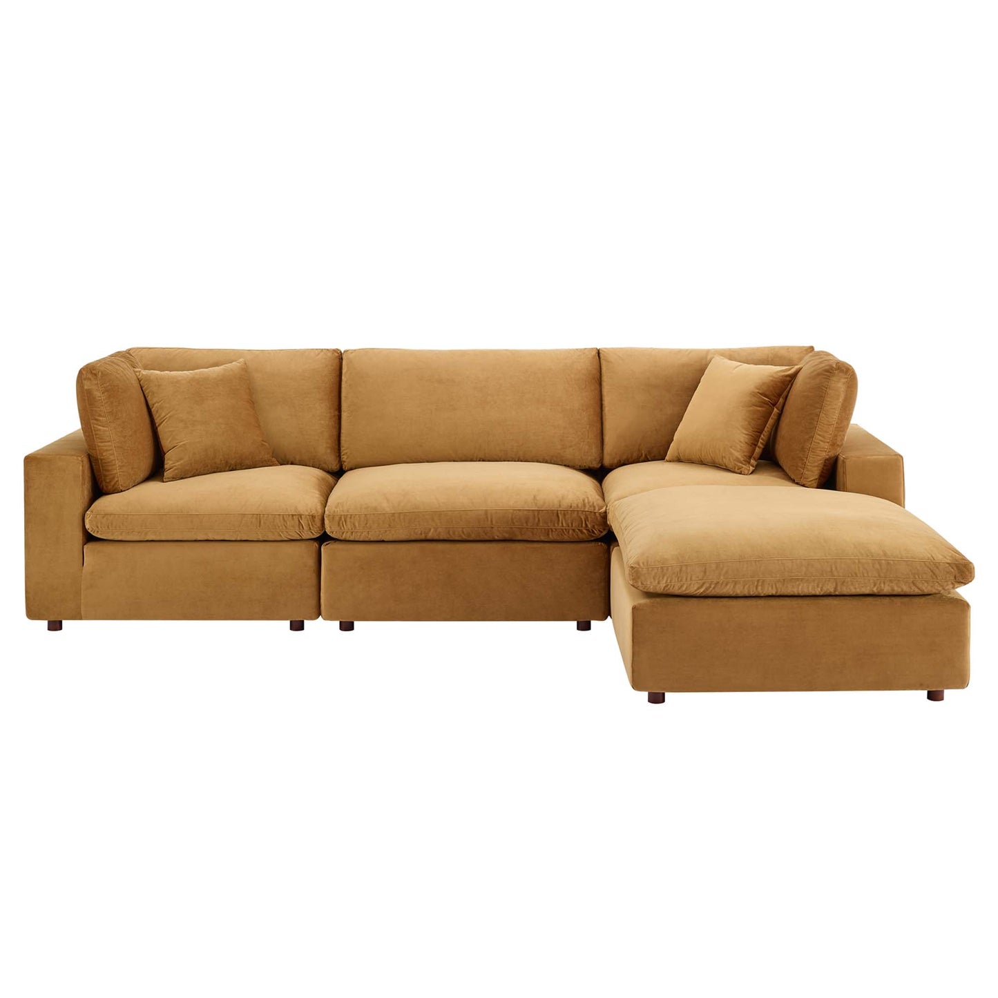 Commix 4-Piece Down Filled Overstuffed Performance Velvet Sectional Sofa