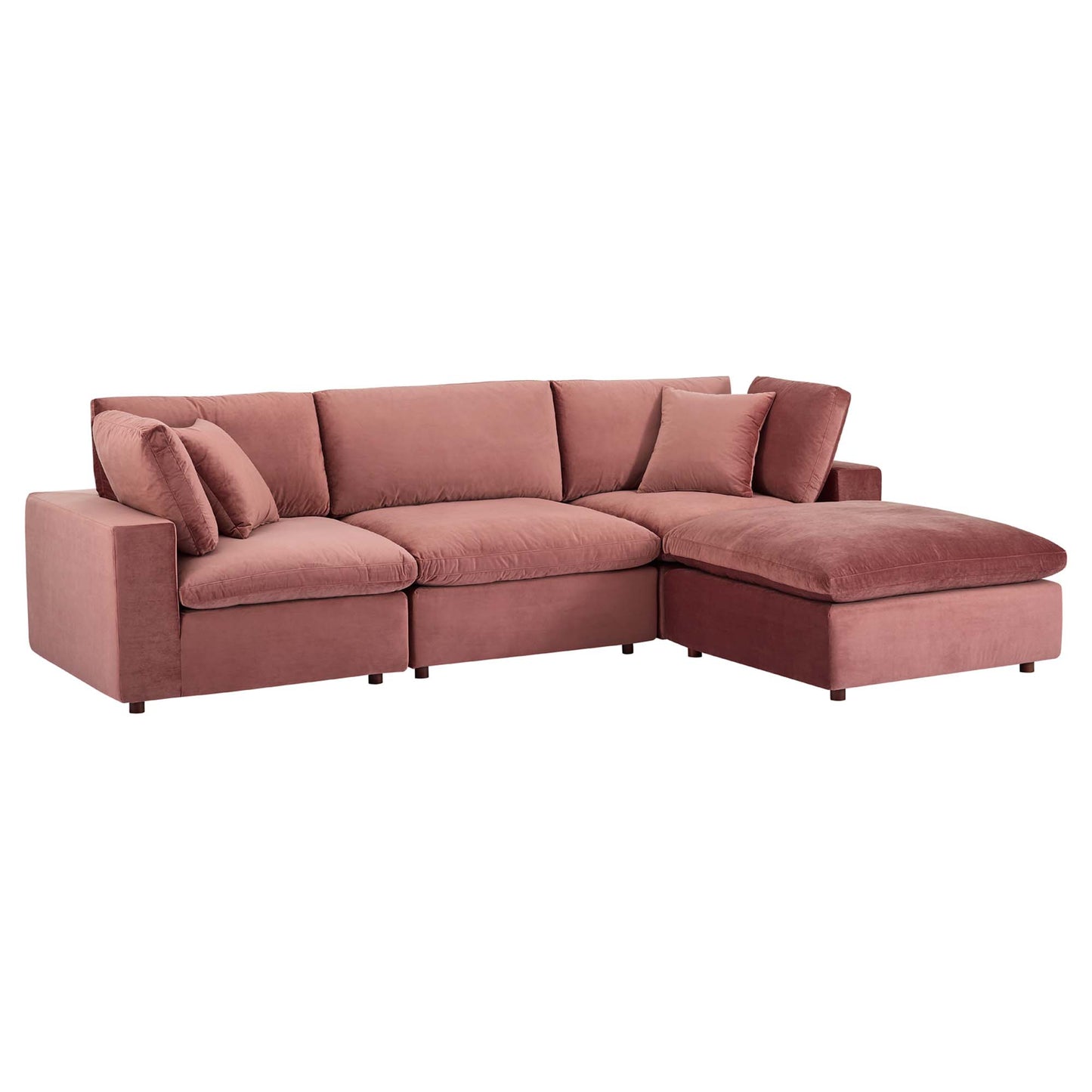 Commix 4-Piece Down Filled Overstuffed Performance Velvet Sectional Sofa