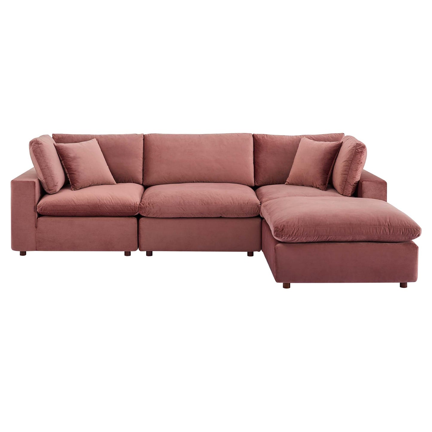 Commix 4-Piece Down Filled Overstuffed Performance Velvet Sectional Sofa