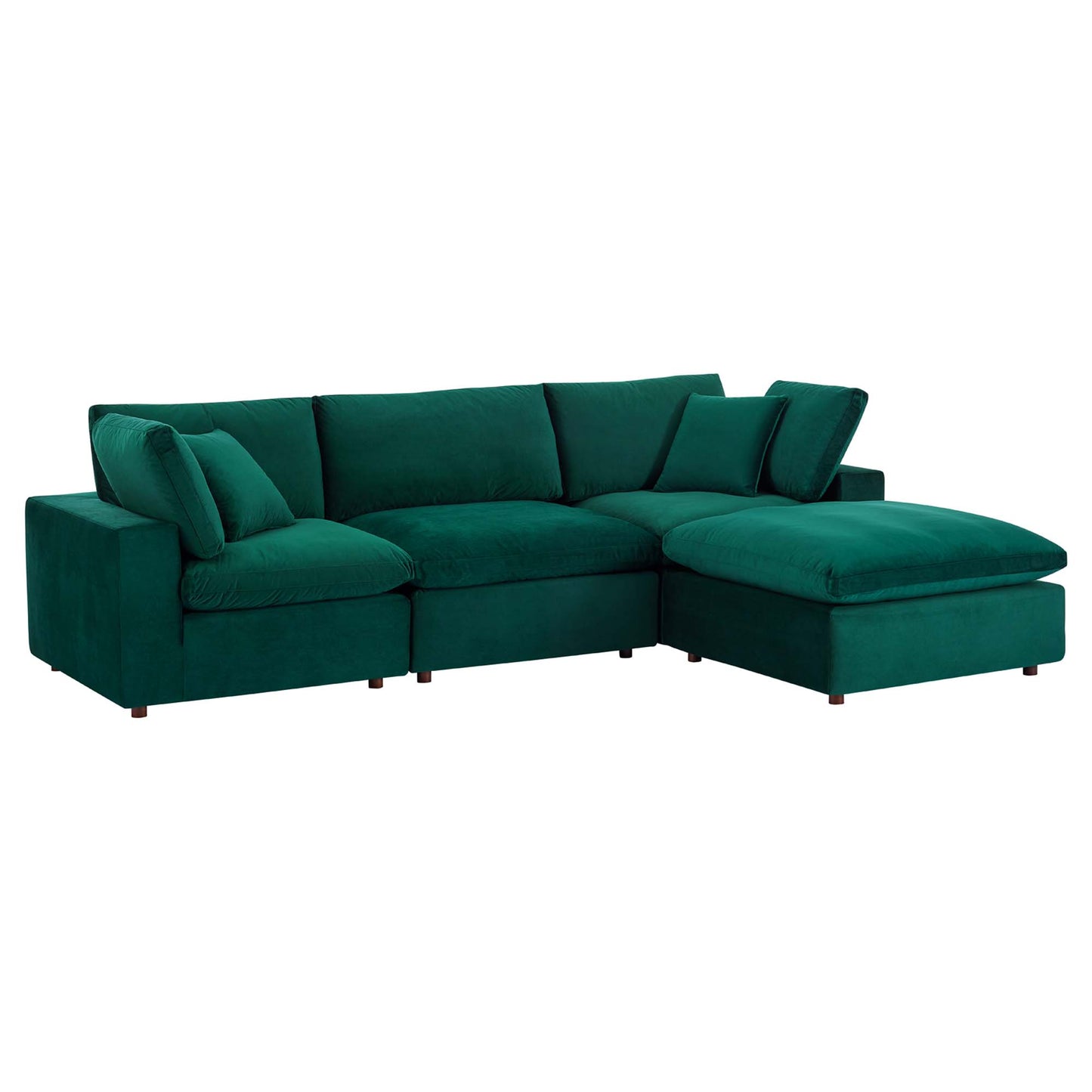 Commix 4-Piece Down Filled Overstuffed Performance Velvet Sectional Sofa