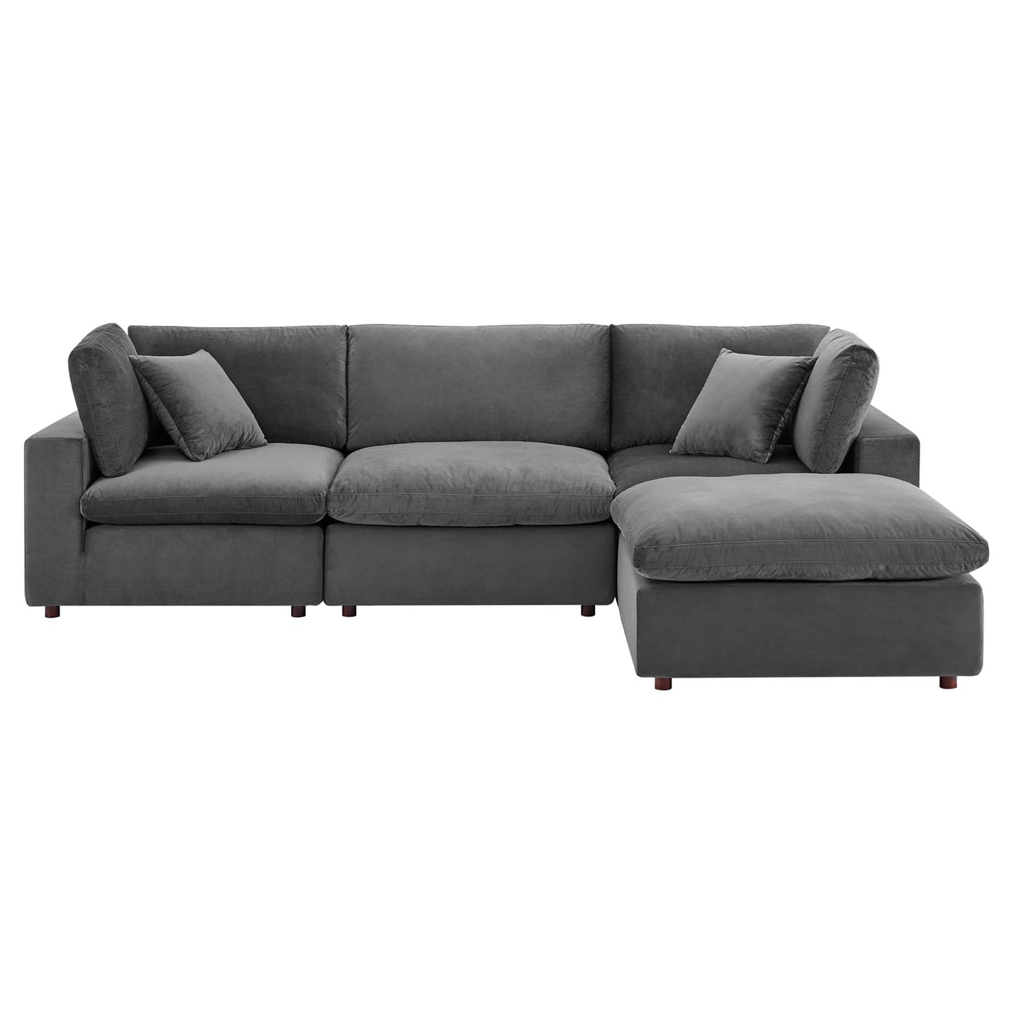 Commix 4-Piece Down Filled Overstuffed Performance Velvet Sectional Sofa