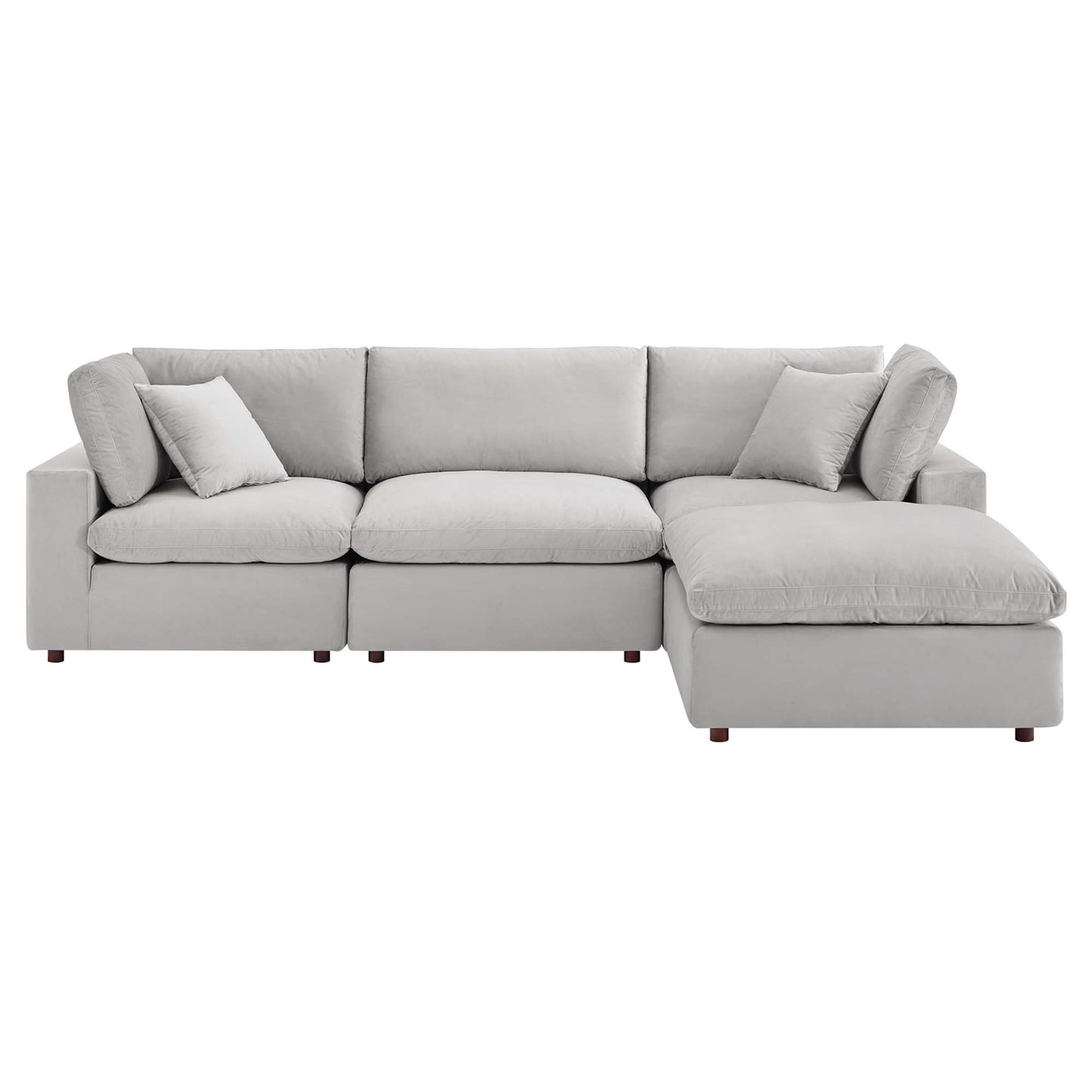 Commix 4-Piece Down Filled Overstuffed Performance Velvet Sectional Sofa