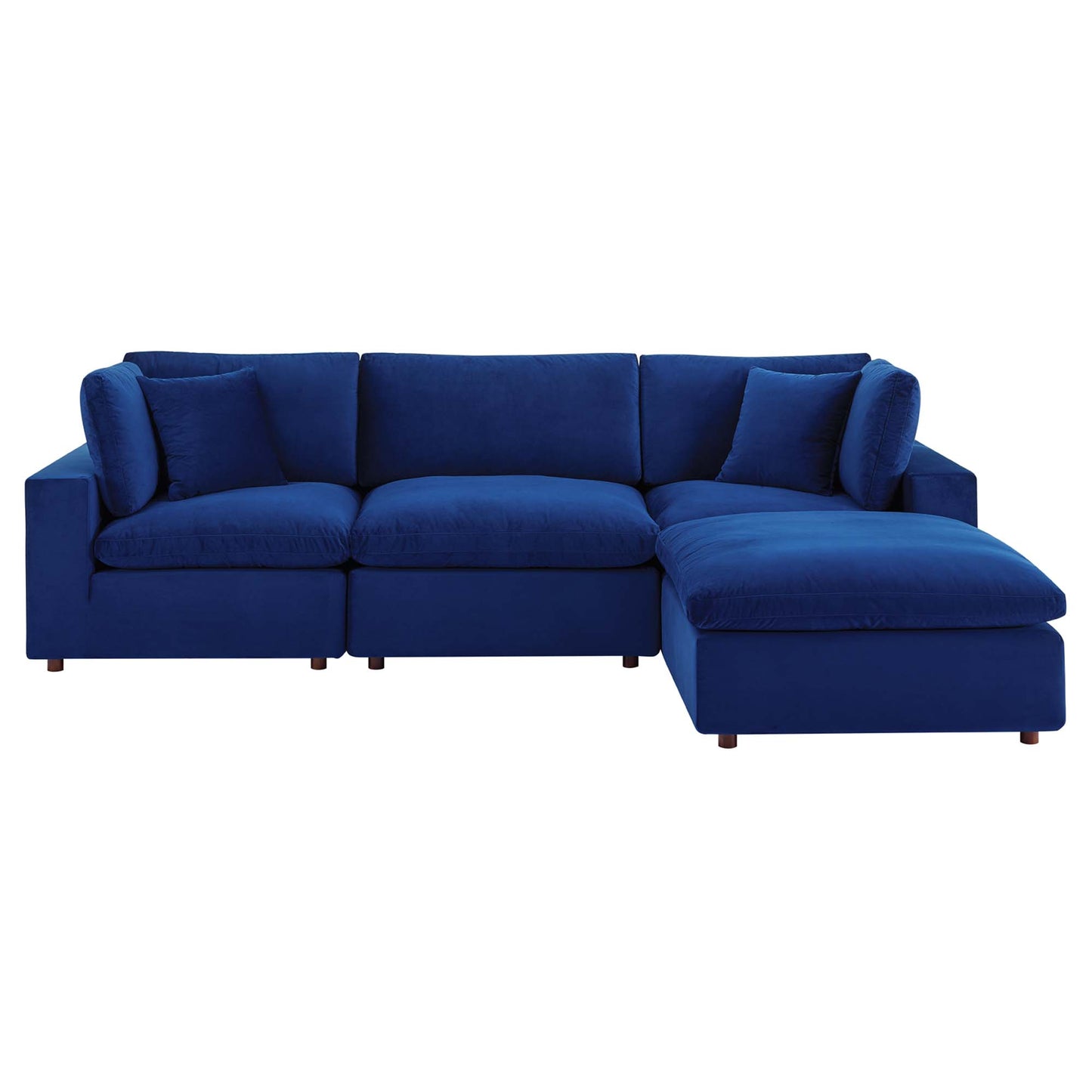 Commix 4-Piece Down Filled Overstuffed Performance Velvet Sectional Sofa