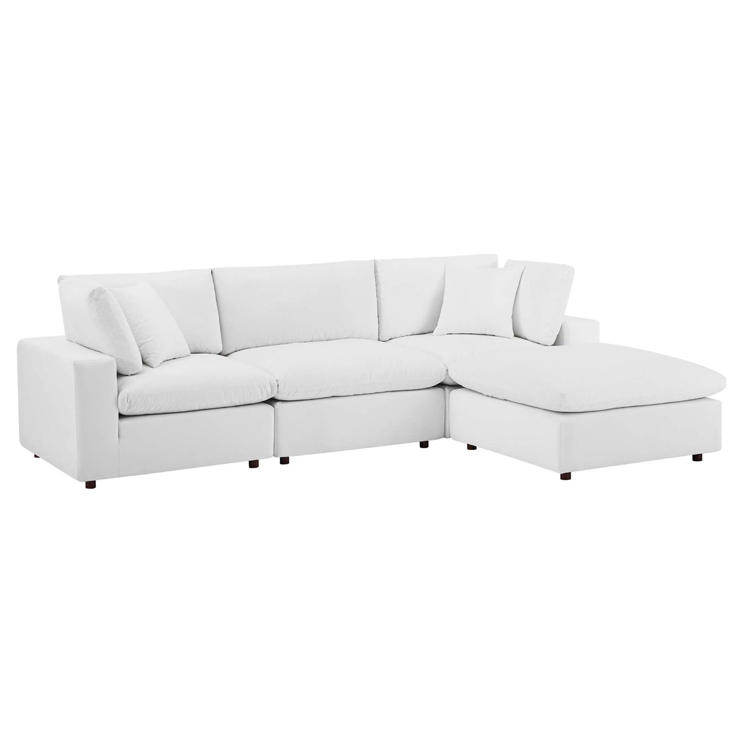 Commix 4-Piece Down Filled Overstuffed Performance Velvet Sectional Sofa