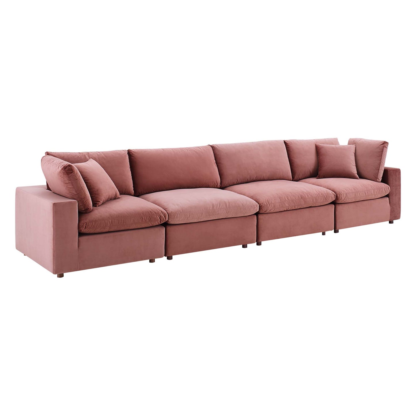 Commix Down Filled Overstuffed Performance Velvet 4-Seater Sofa