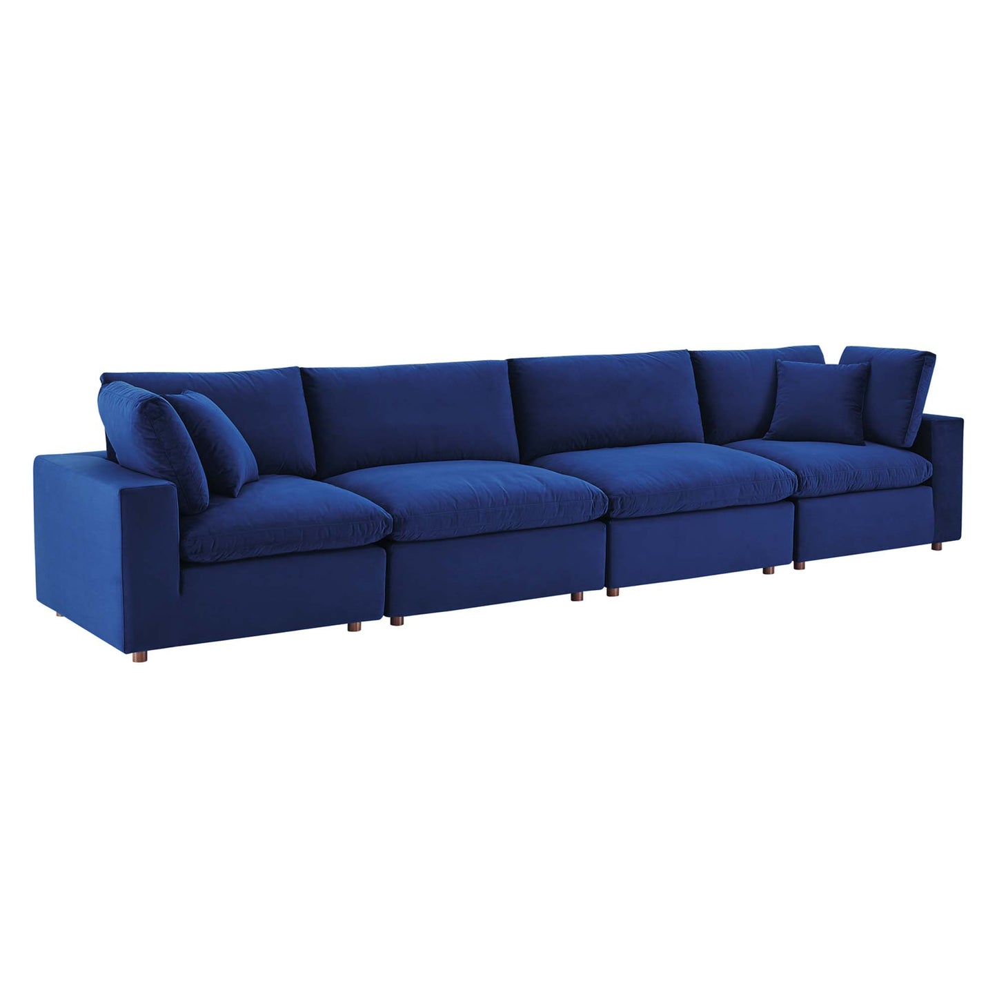 Commix Down Filled Overstuffed Performance Velvet 4-Seater Sofa