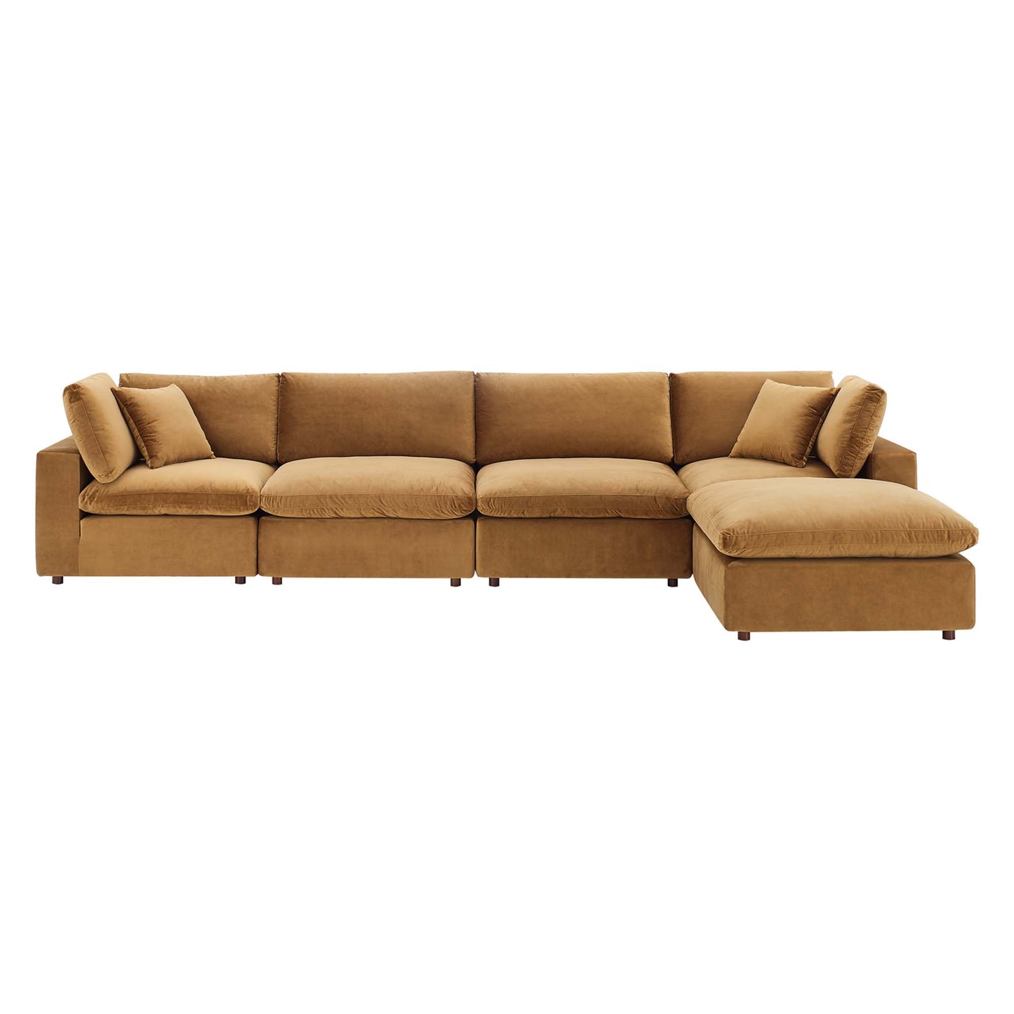 Commix 5-Piece Down Filled Overstuffed Performance Velvet Sectional Sofa