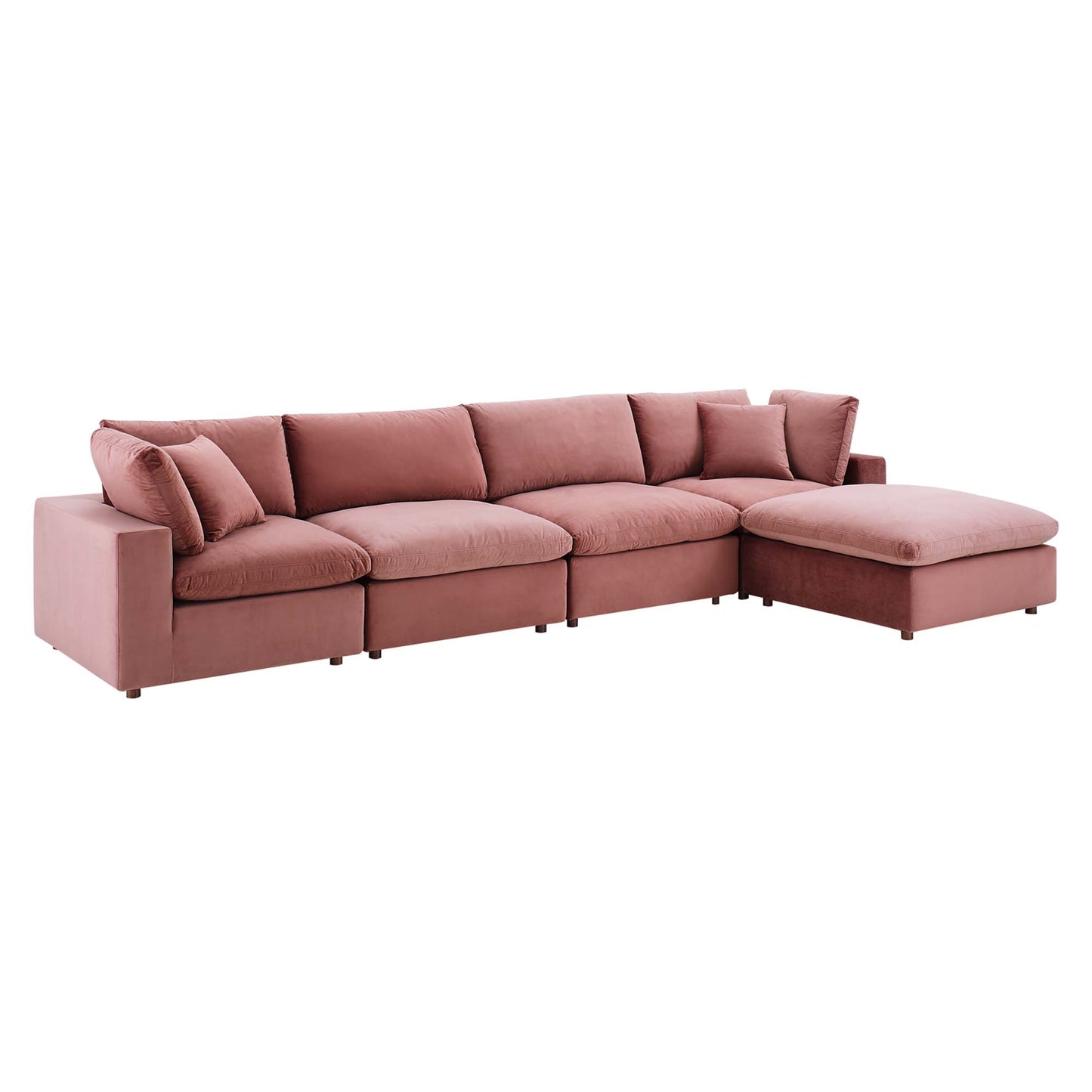 Commix 5-Piece Down Filled Overstuffed Performance Velvet Sectional Sofa