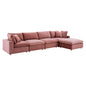 Commix 5-Piece Down Filled Overstuffed Performance Velvet Sectional Sofa