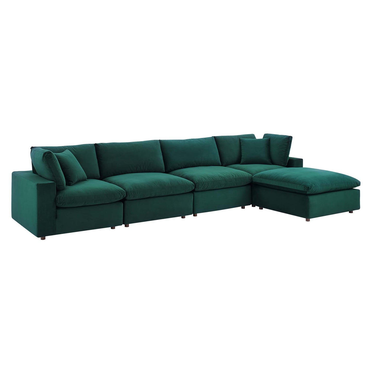 Commix 5-Piece Down Filled Overstuffed Performance Velvet Sectional Sofa