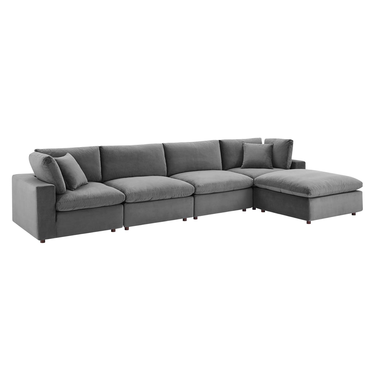 Commix 5-Piece Down Filled Overstuffed Performance Velvet Sectional Sofa