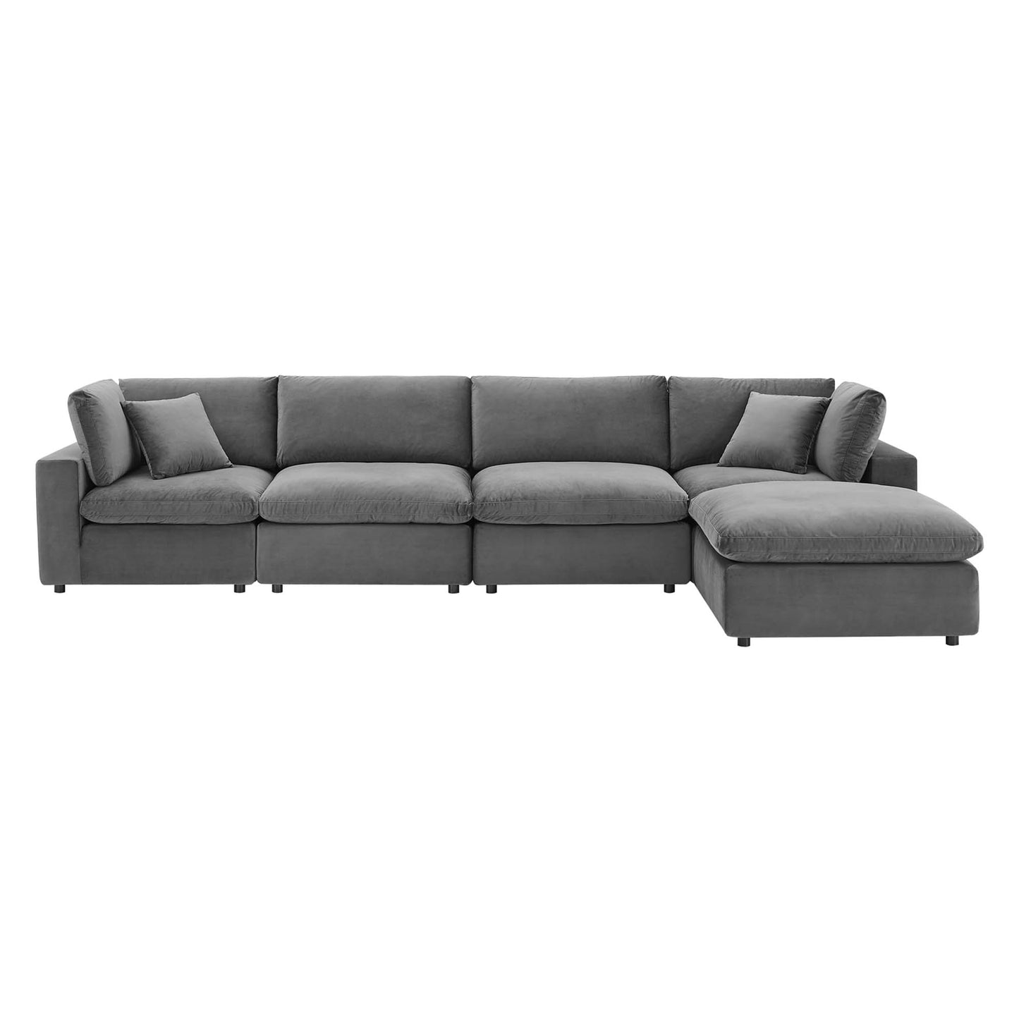 Commix 5-Piece Down Filled Overstuffed Performance Velvet Sectional Sofa