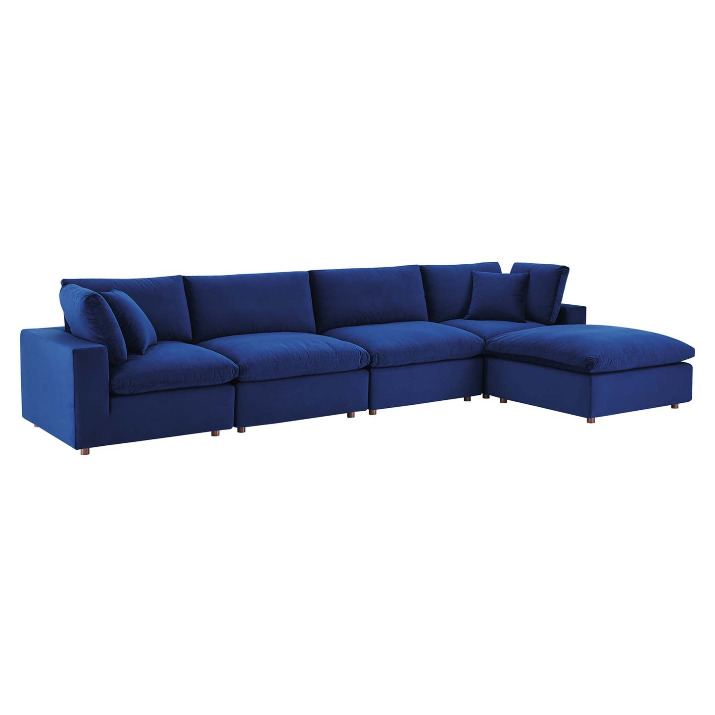 Commix 5-Piece Down Filled Overstuffed Performance Velvet Sectional Sofa