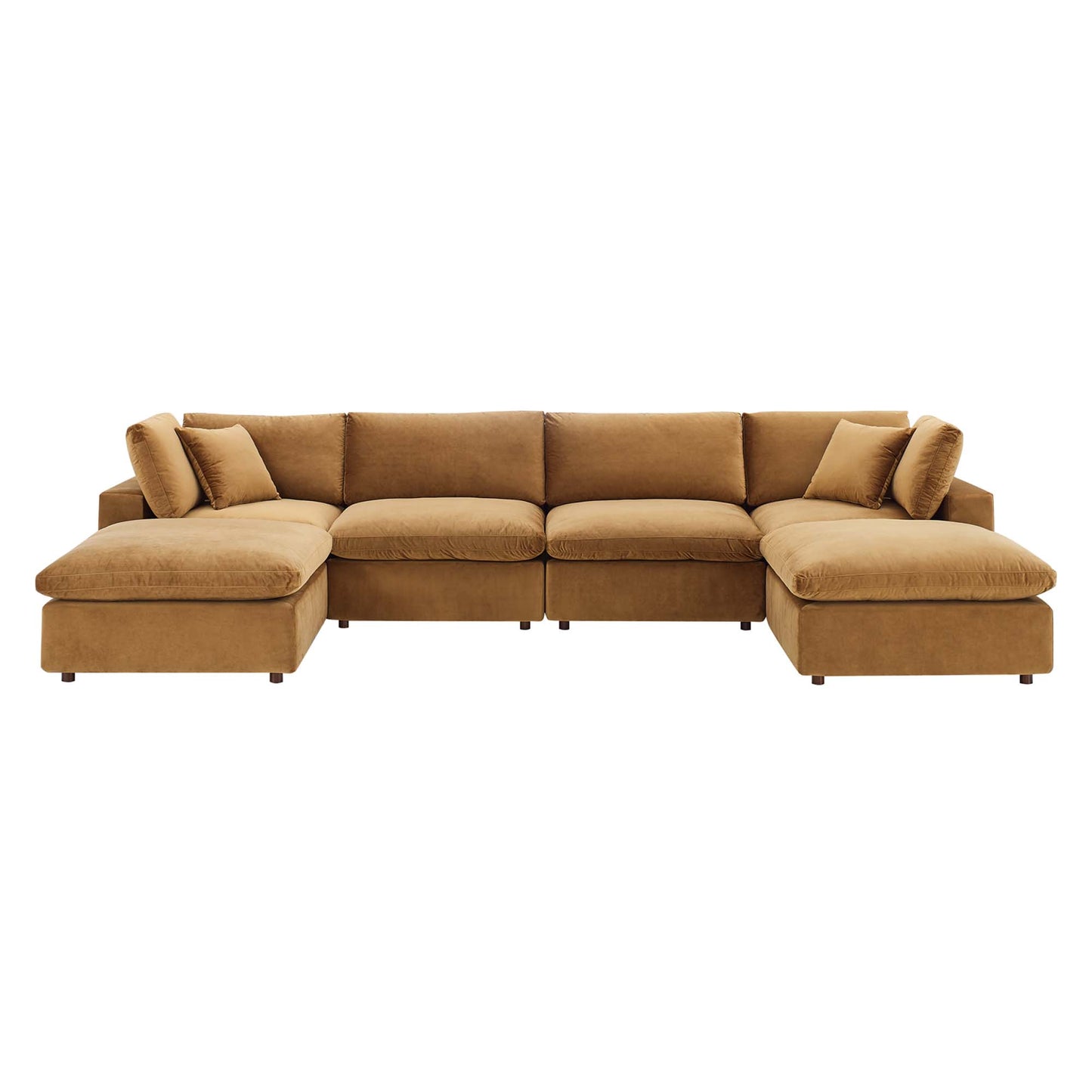 Commix 6-Piece Down Filled Overstuffed Performance Velvet Sectional Sofa