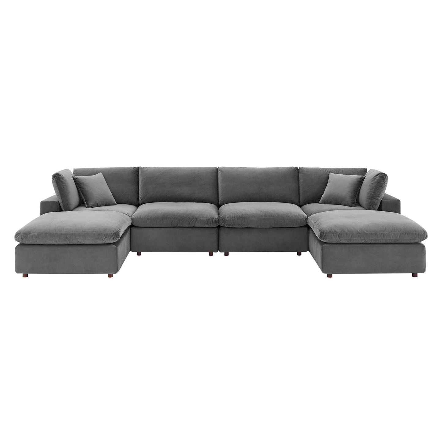 Commix 6-Piece Down Filled Overstuffed Performance Velvet Sectional Sofa