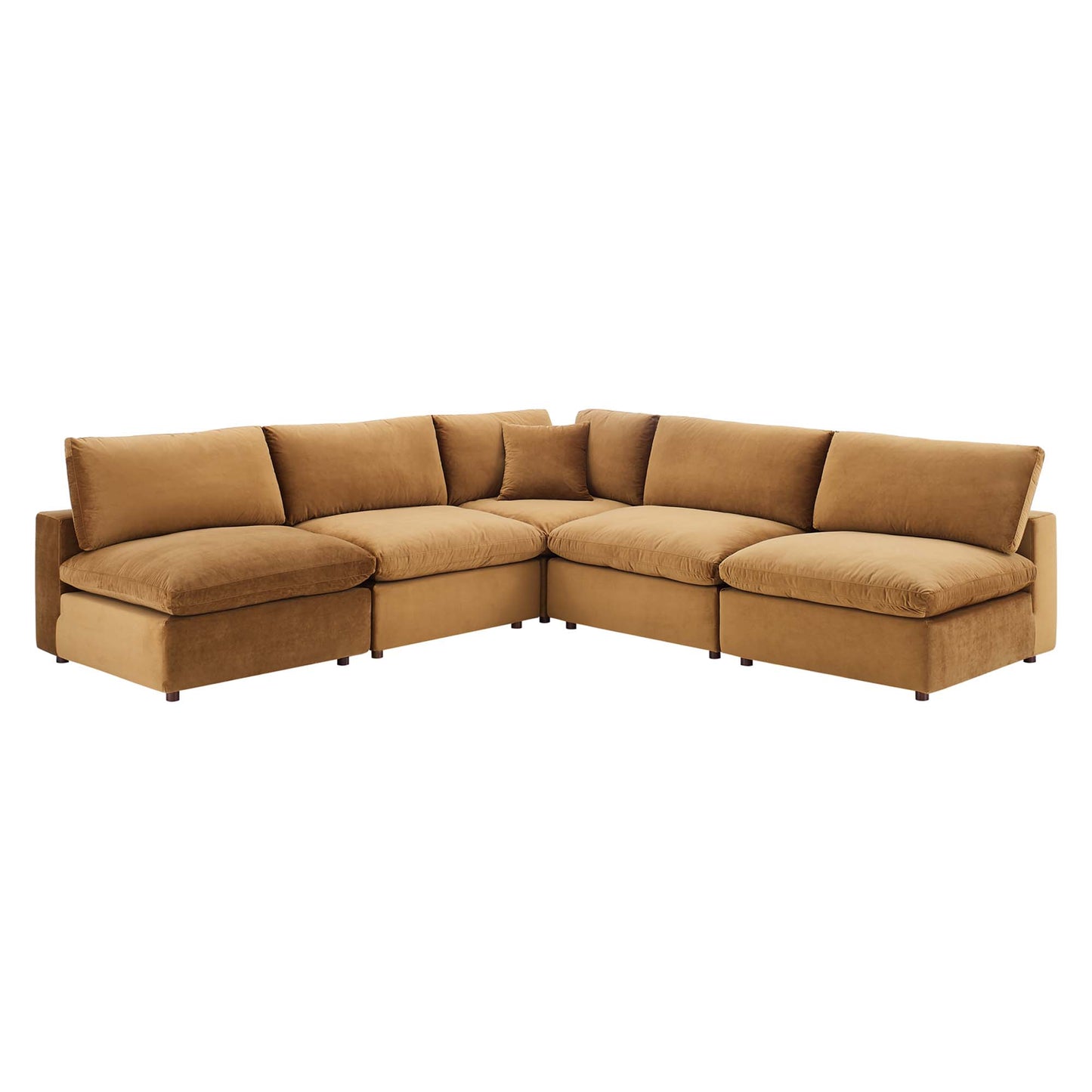 Commix 5-Piece Down Filled Overstuffed Performance Velvet Sectional Sofa