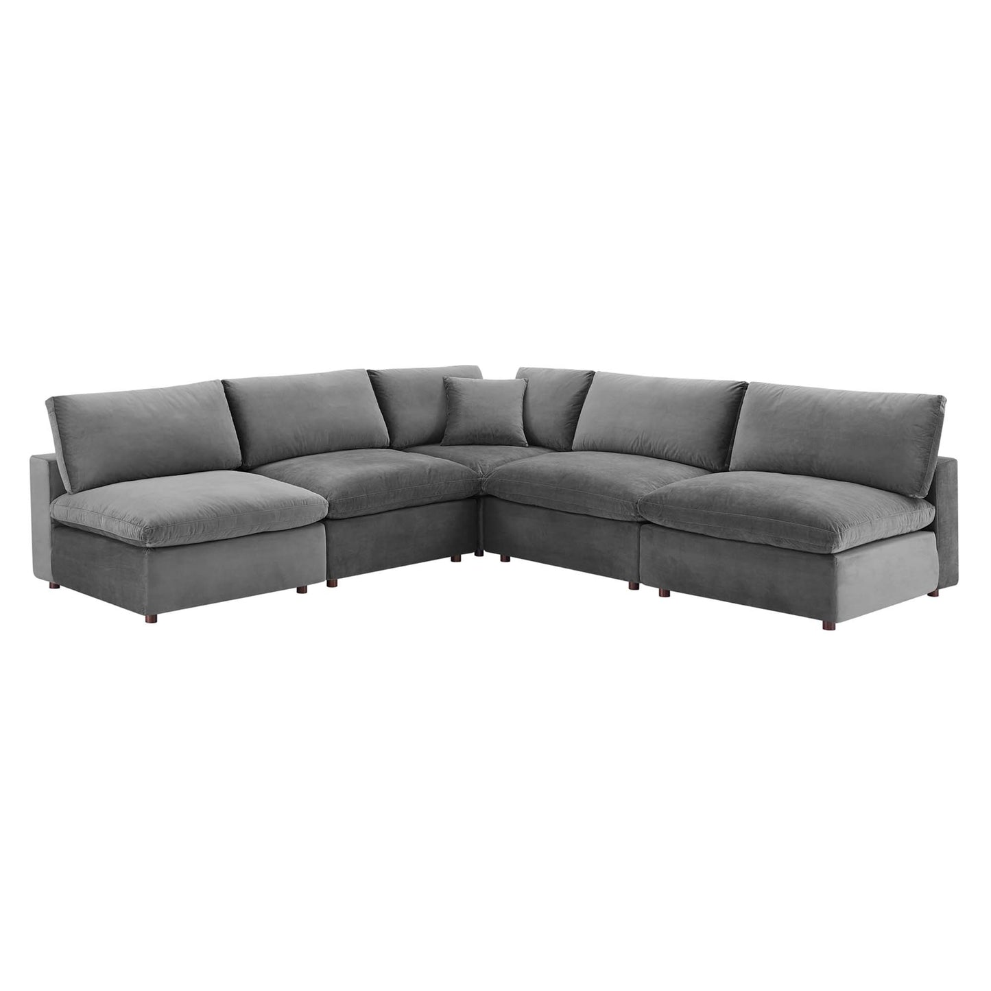 Commix 5-Piece Down Filled Overstuffed Performance Velvet Sectional Sofa