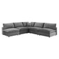 Commix 5-Piece Down Filled Overstuffed Performance Velvet Sectional Sofa