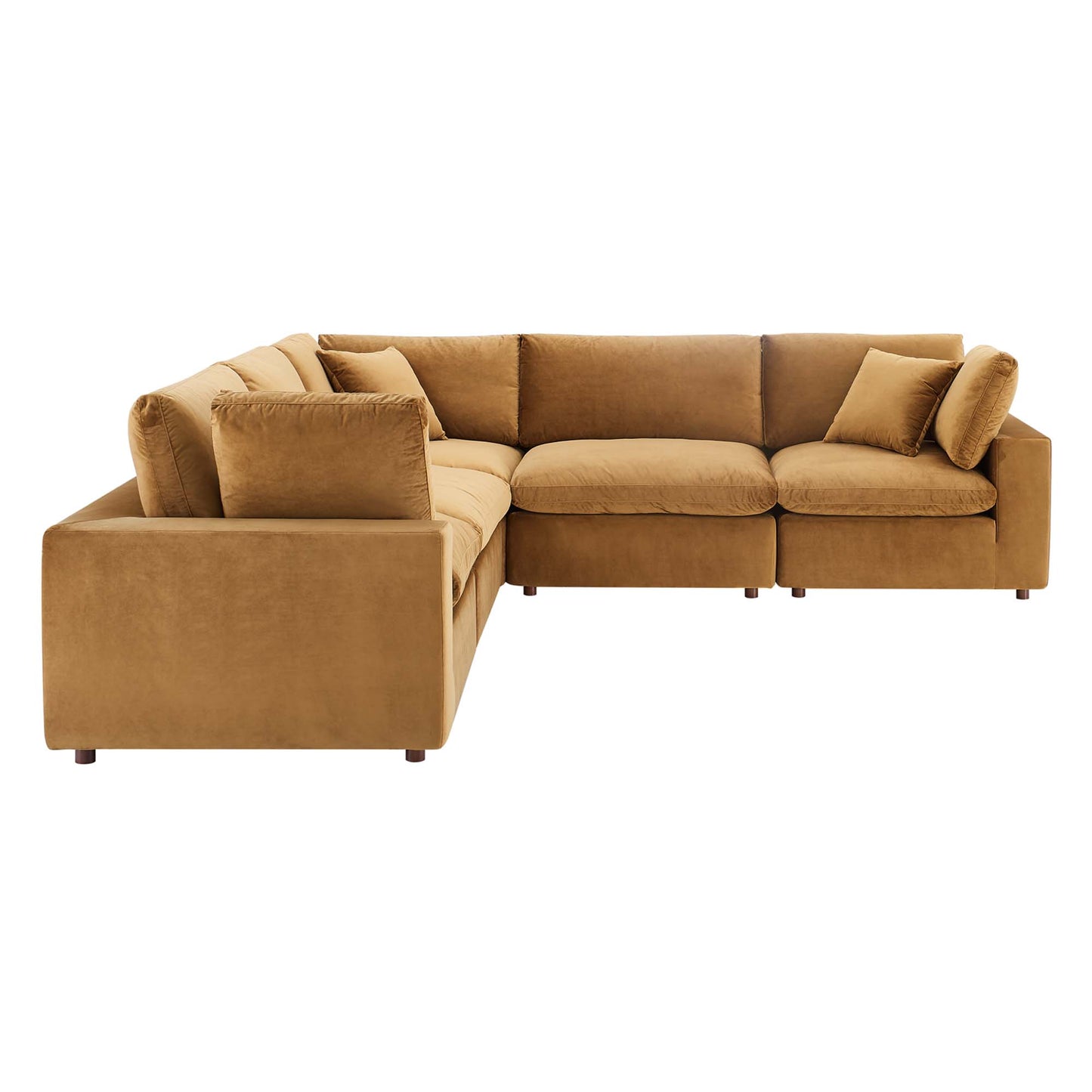 Commix 5-Piece Down Filled Overstuffed Performance Velvet Sectional Sofa