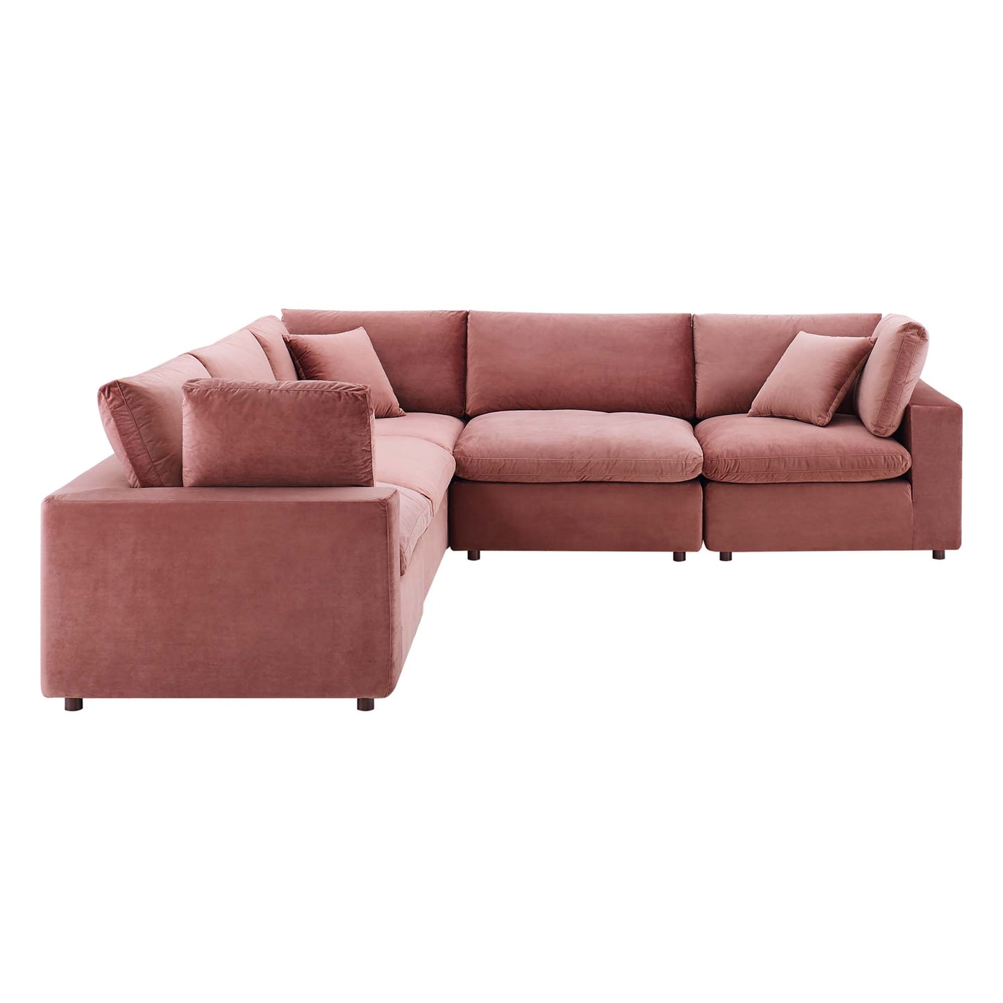 Commix 5-Piece Down Filled Overstuffed Performance Velvet Sectional Sofa