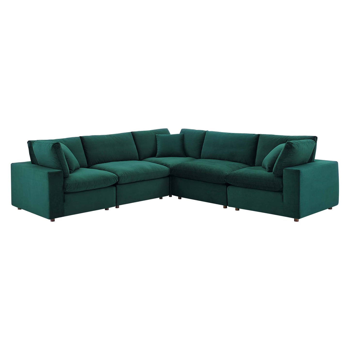 Commix 5-Piece Down Filled Overstuffed Performance Velvet Sectional Sofa