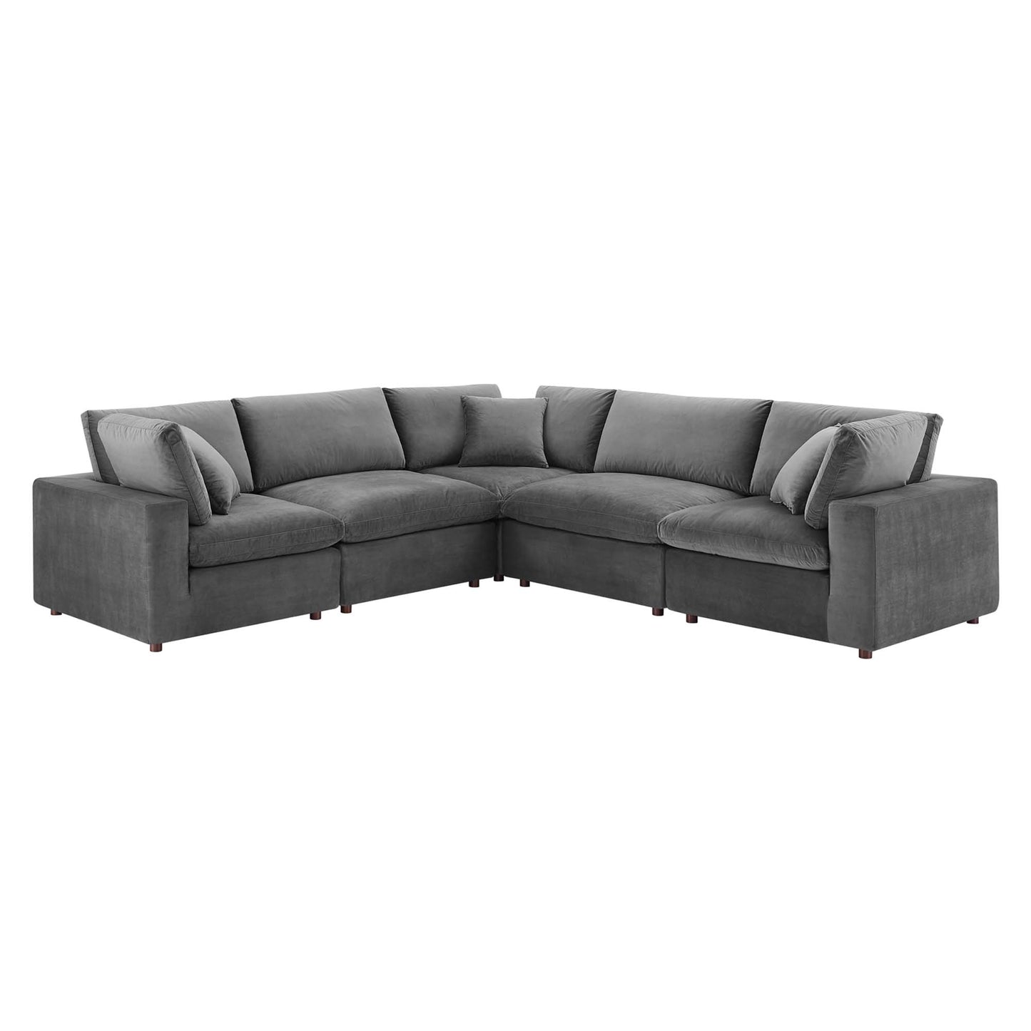 Commix 5-Piece Down Filled Overstuffed Performance Velvet Sectional Sofa