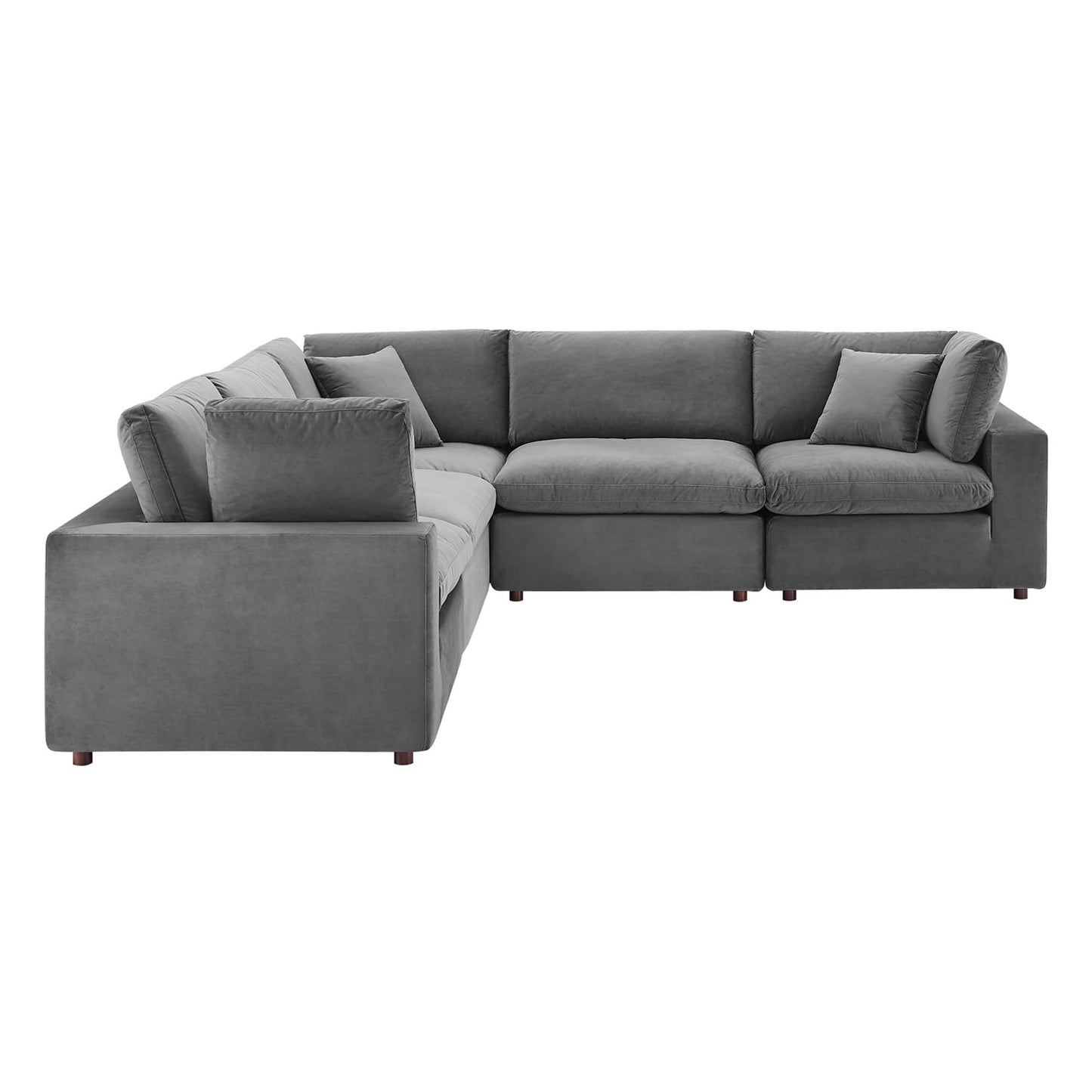 Commix 5-Piece Down Filled Overstuffed Performance Velvet Sectional Sofa