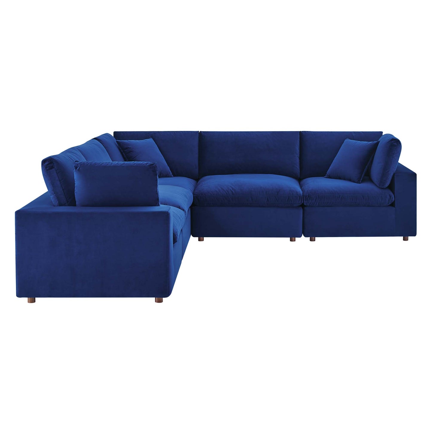 Commix 5-Piece Down Filled Overstuffed Performance Velvet Sectional Sofa