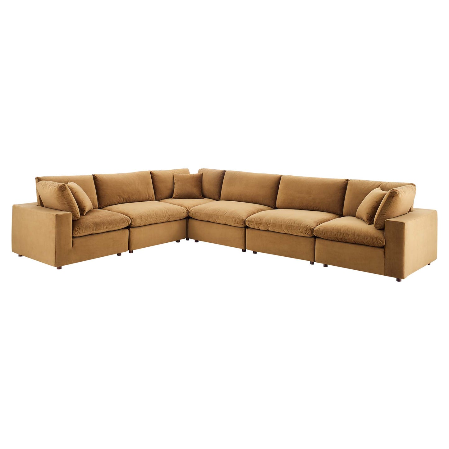 Commix 6-Piece Down Filled Overstuffed Performance Velvet Sectional Sofa