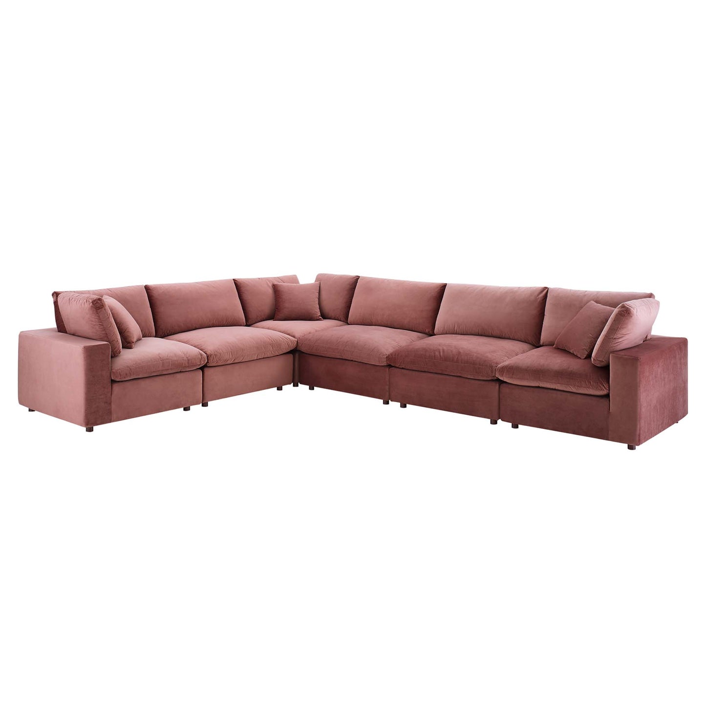 Commix 6-Piece Down Filled Overstuffed Performance Velvet Sectional Sofa