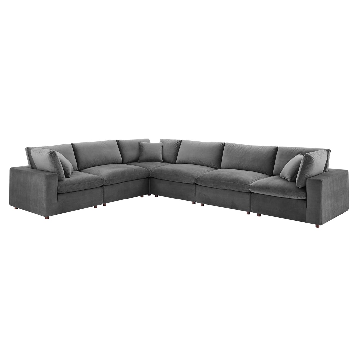 Commix 6-Piece Down Filled Overstuffed Performance Velvet Sectional Sofa