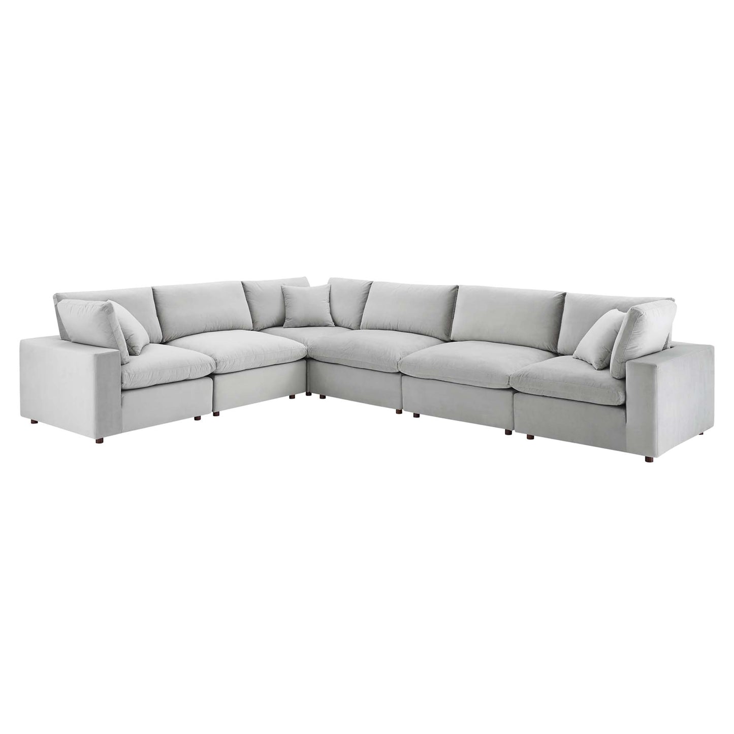 Commix 6-Piece Down Filled Overstuffed Performance Velvet Sectional Sofa