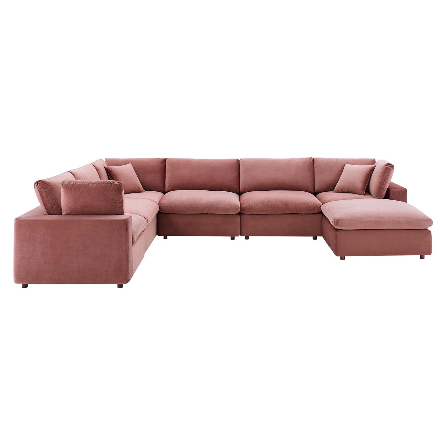 Commix 7-Piece Down Filled Overstuffed Performance Velvet Sectional Sofa