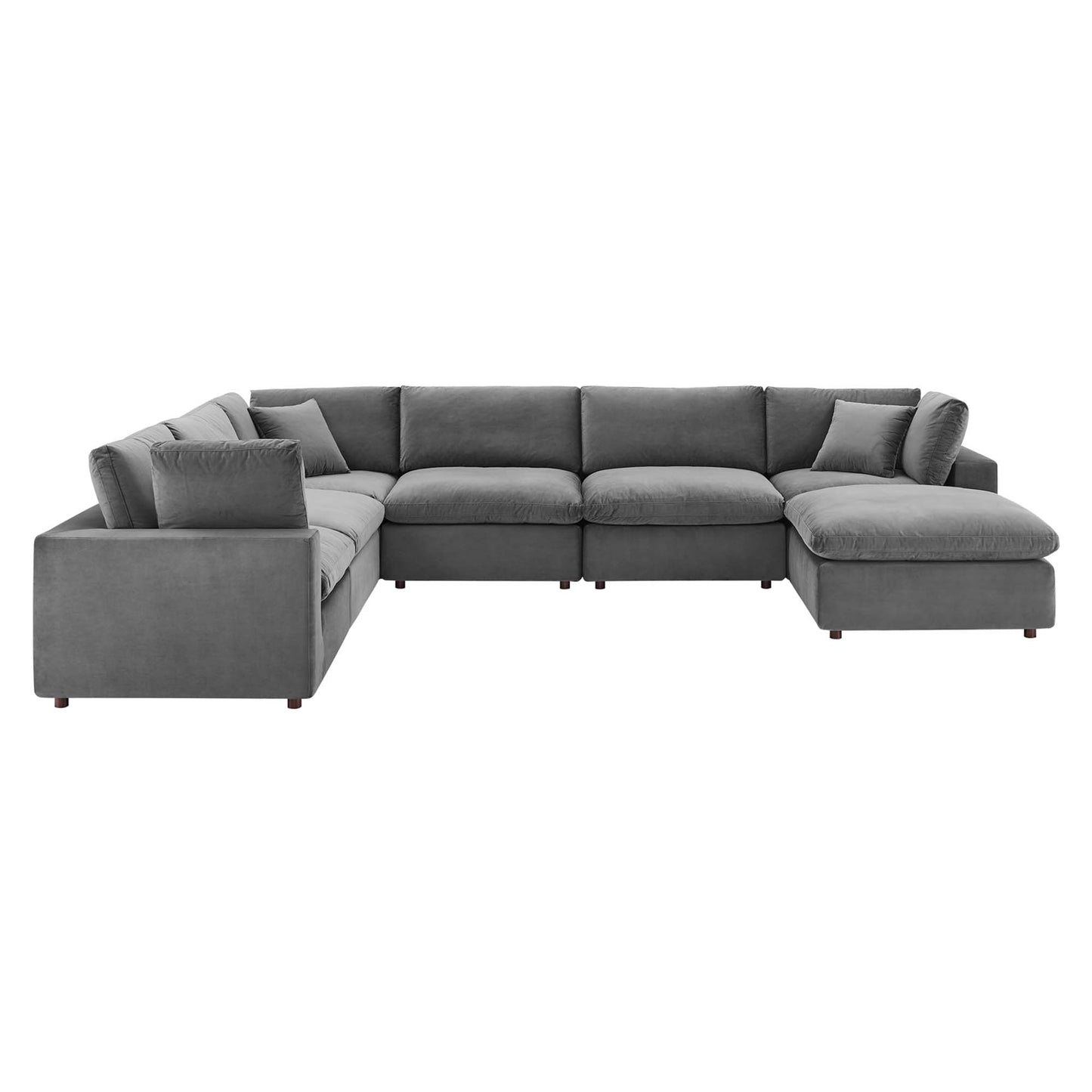 Commix 7-Piece Down Filled Overstuffed Performance Velvet Sectional Sofa