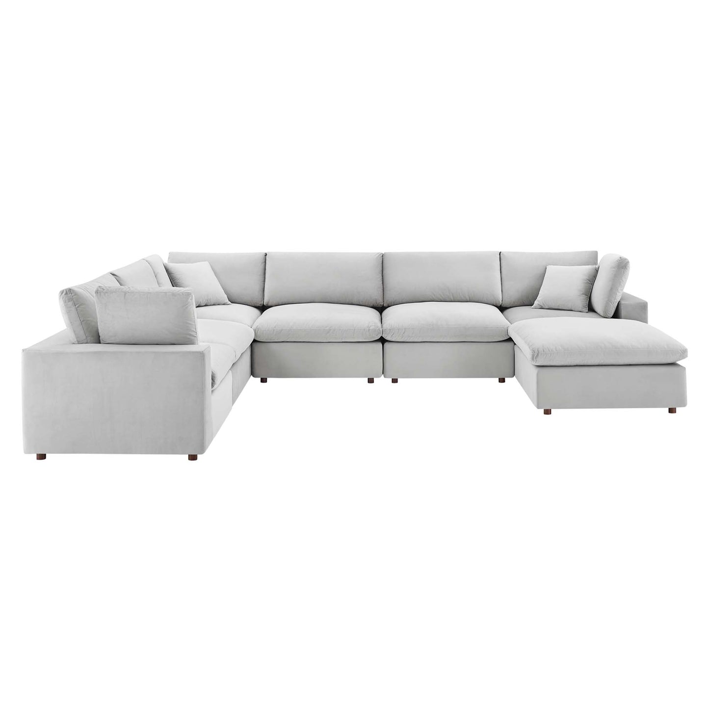 Commix 7-Piece Down Filled Overstuffed Performance Velvet Sectional Sofa