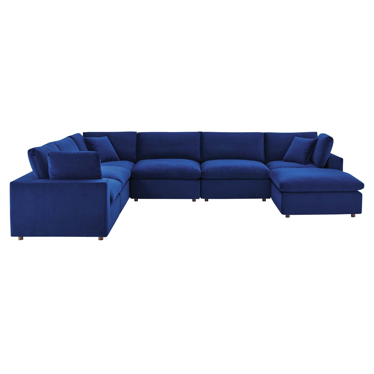 Commix 7-Piece Down Filled Overstuffed Performance Velvet Sectional Sofa