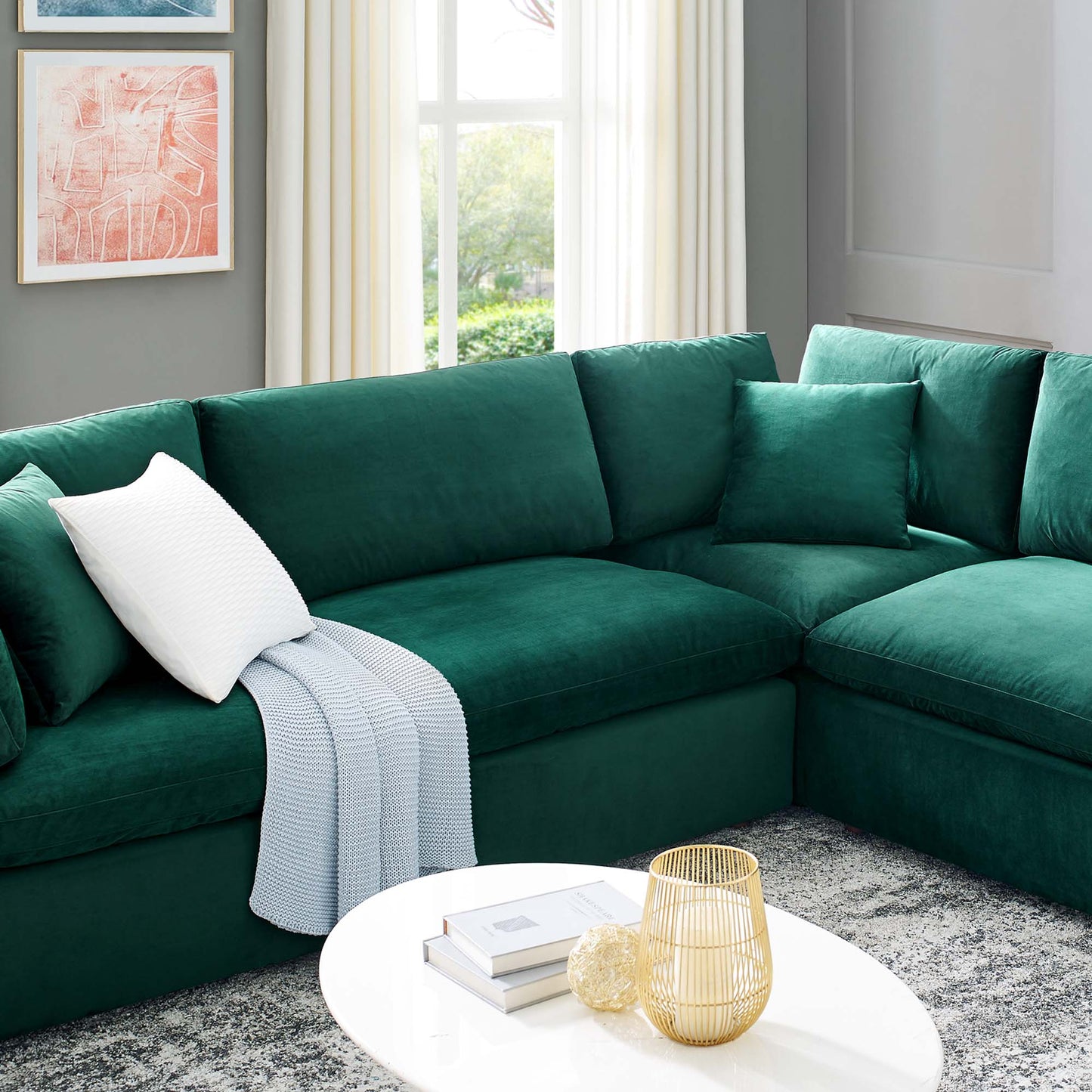 Commix 8-Piece Down Filled Overstuffed Performance Velvet Sectional Sofa