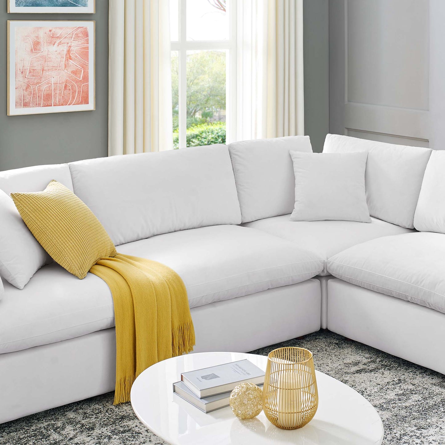 Commix 8-Piece Down Filled Overstuffed Performance Velvet Sectional Sofa