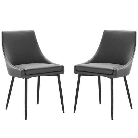 Viscount Vegan Leather Dining Chairs Set of 2