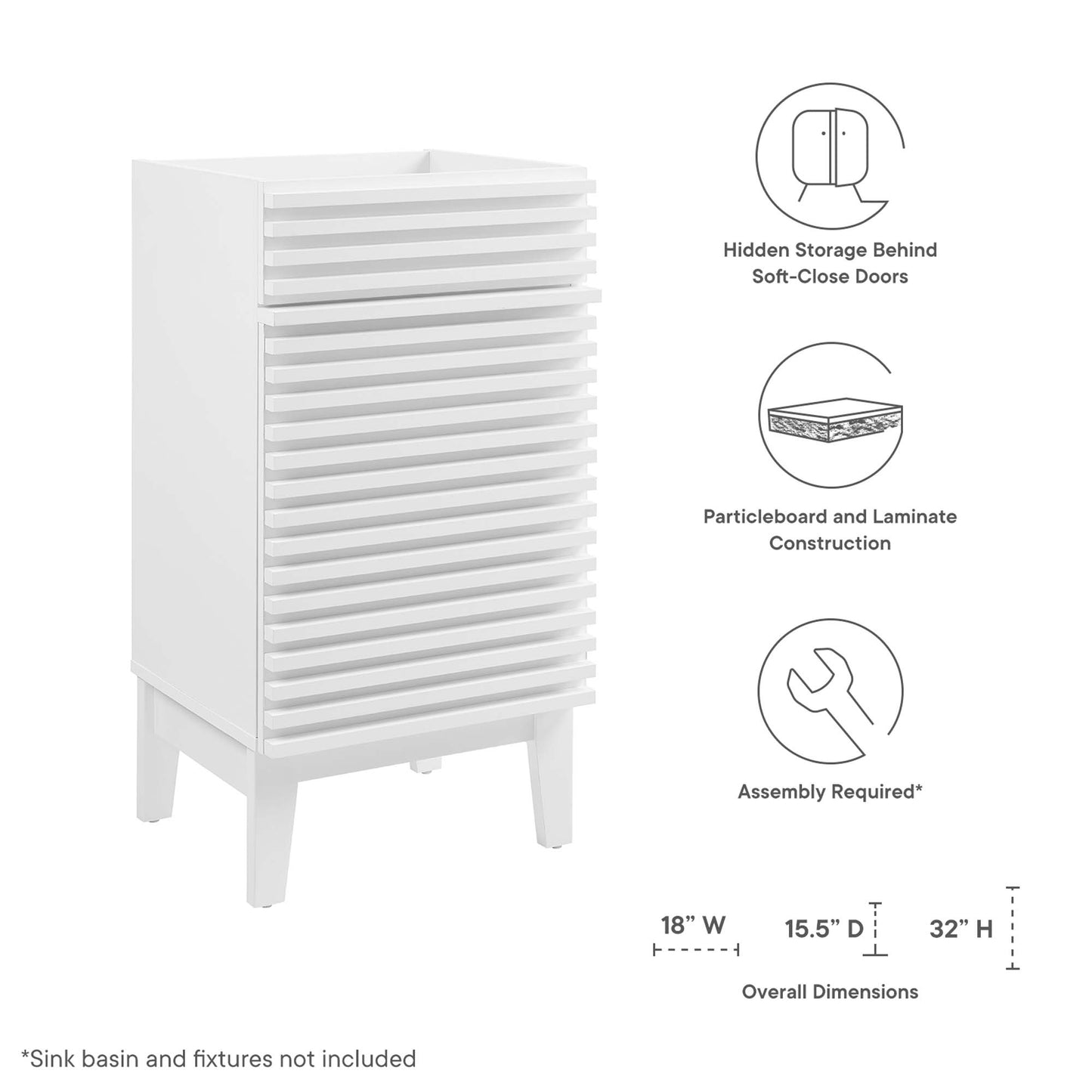 Mueble de baño Render de 18" (lavabo no incluido) de Modway