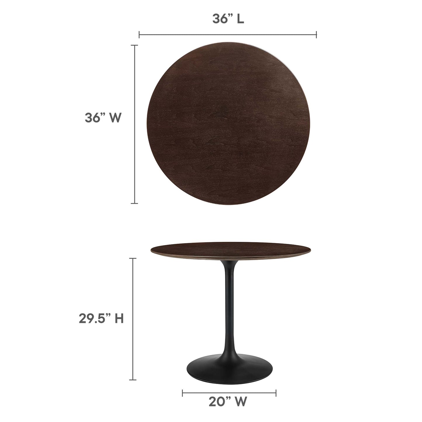 Lippa 36" Round Wood Grain Dining Table