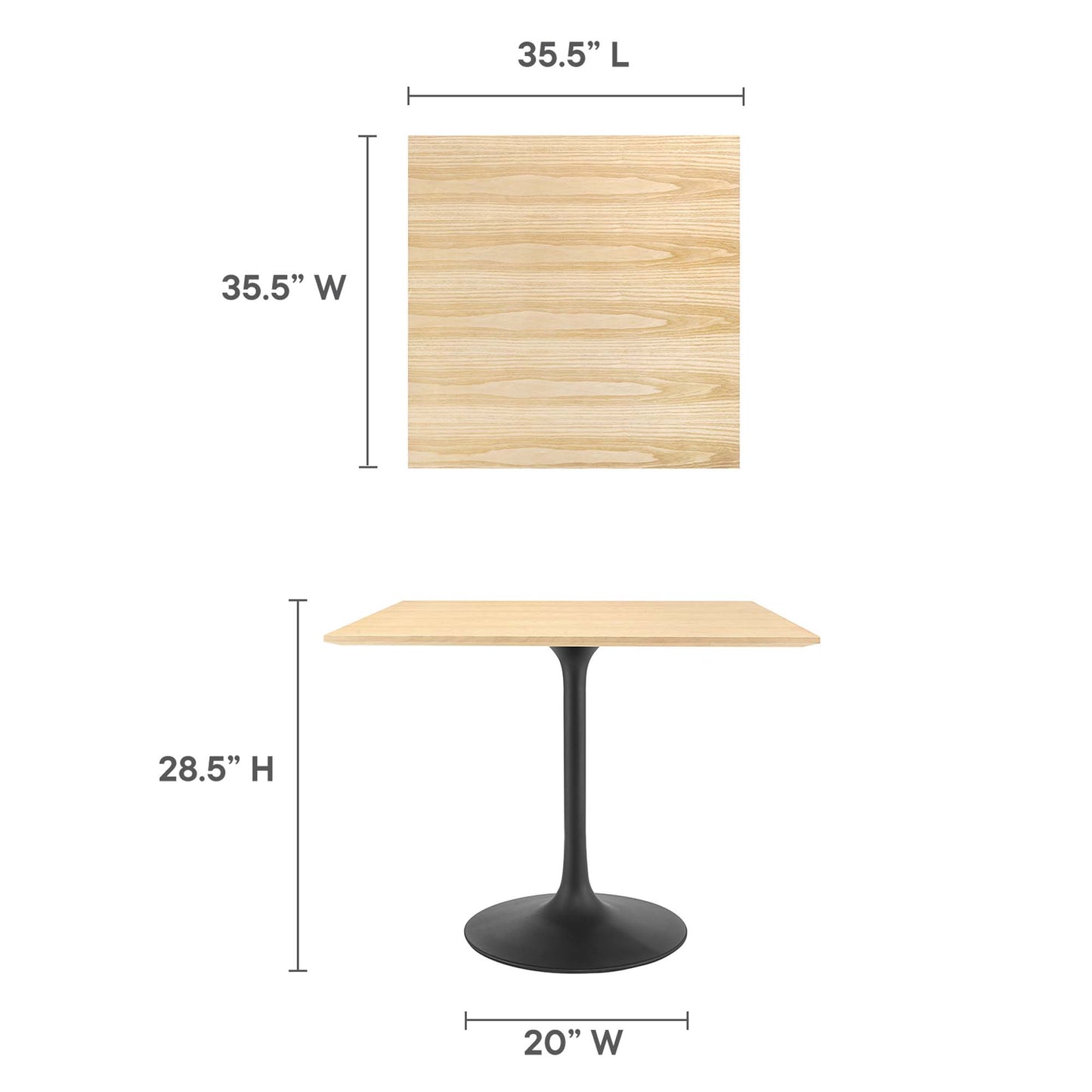 Lippa 36" Square Wood Dining Table