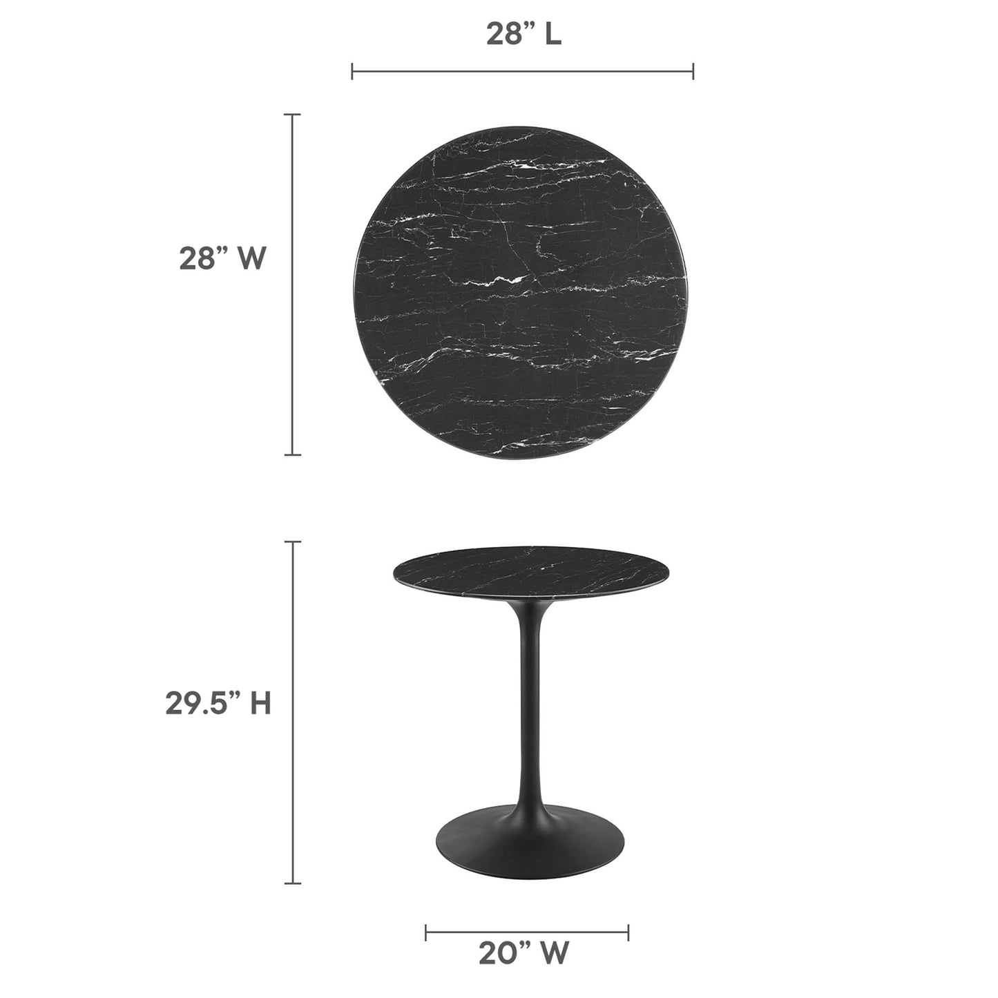 Lippa 28" Round Artificial Marble Dining Table