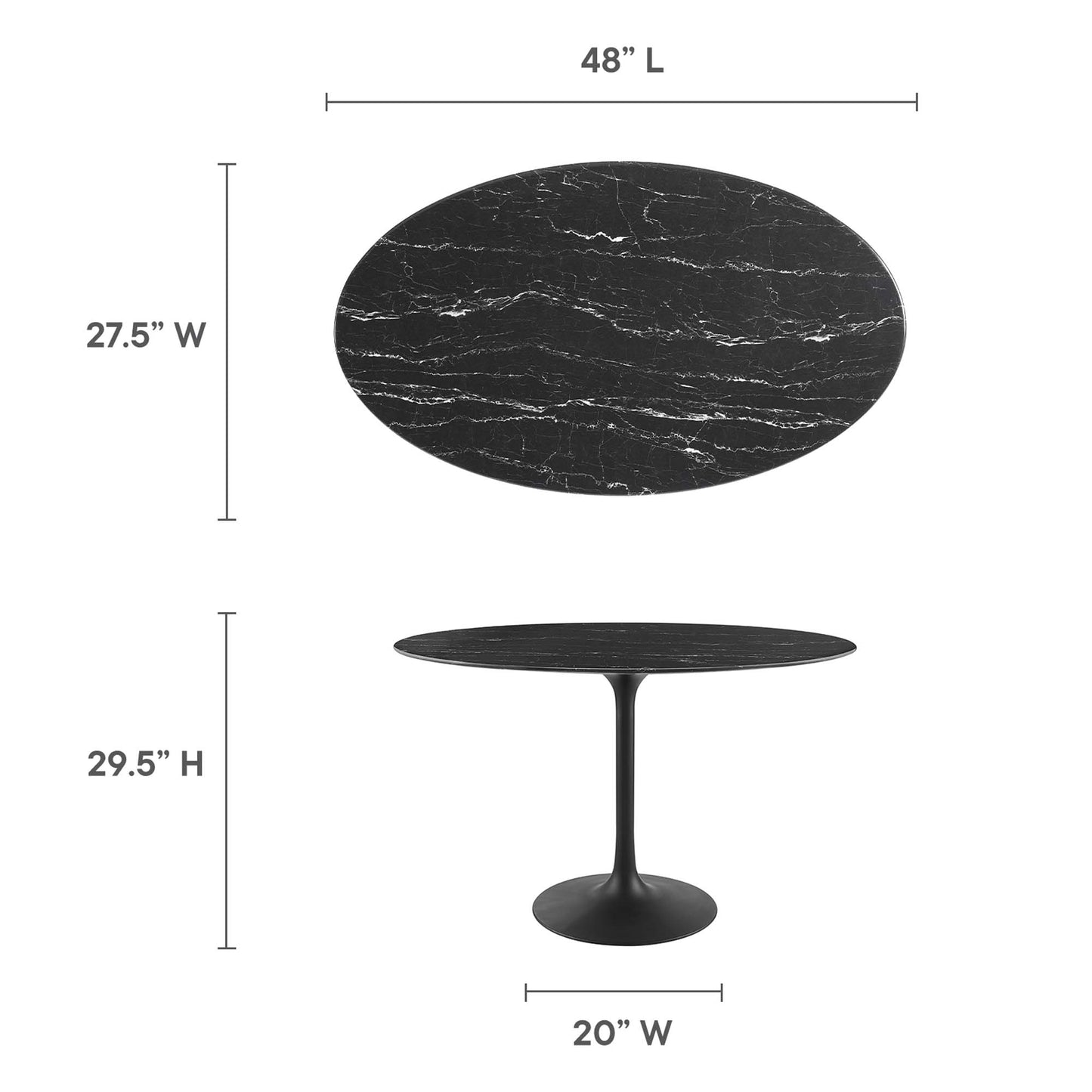 Lippa 48" Oval Artificial Marble Dining Table