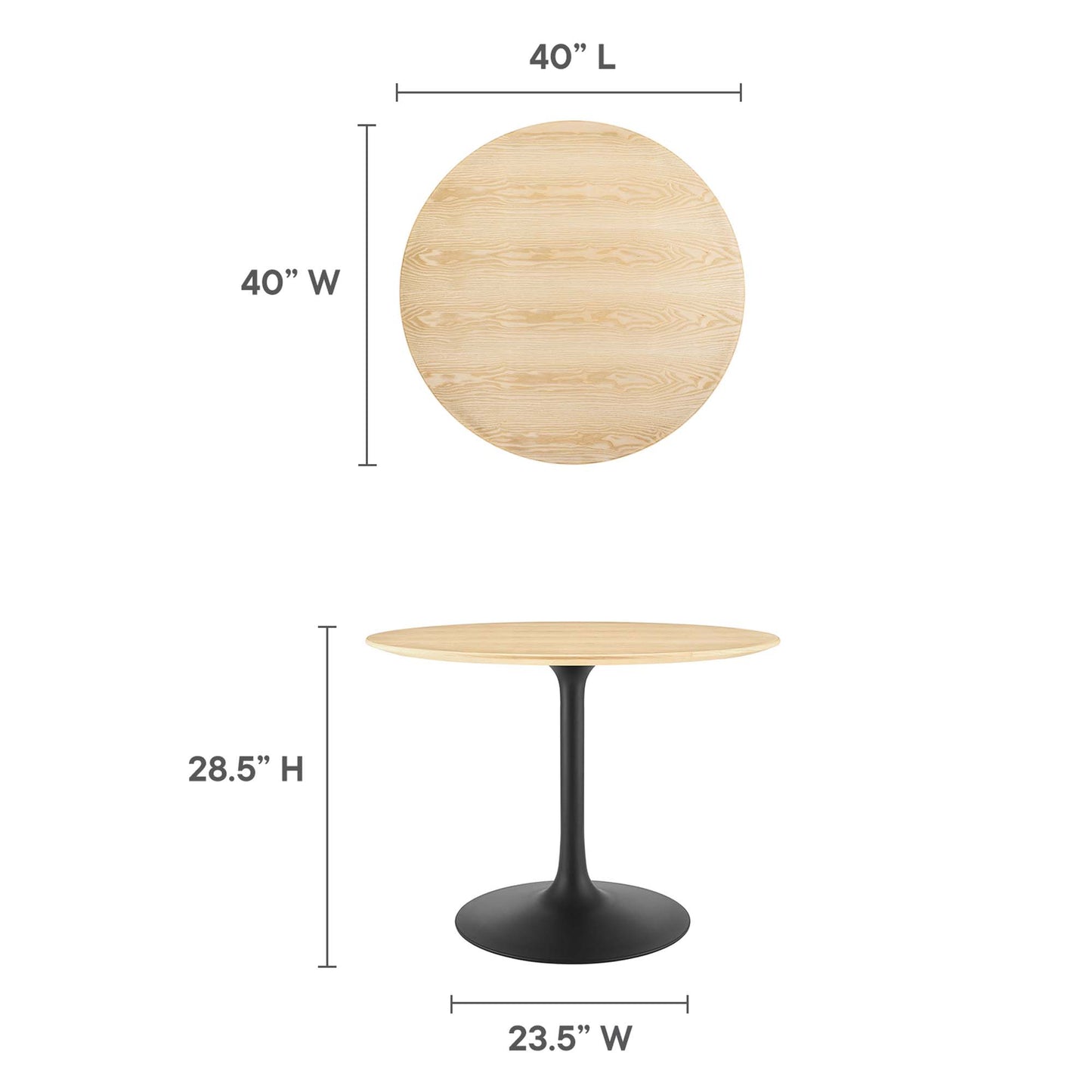 Table à manger ronde en bois grainé Lippa 40" par Modway